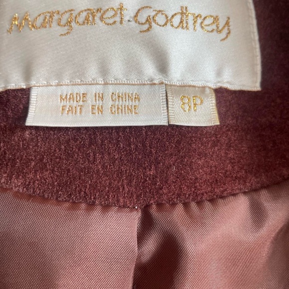 Margaret Godfrey chocolate brown suede blazer with satin lining size Petite 8 - Picture 3 of 7